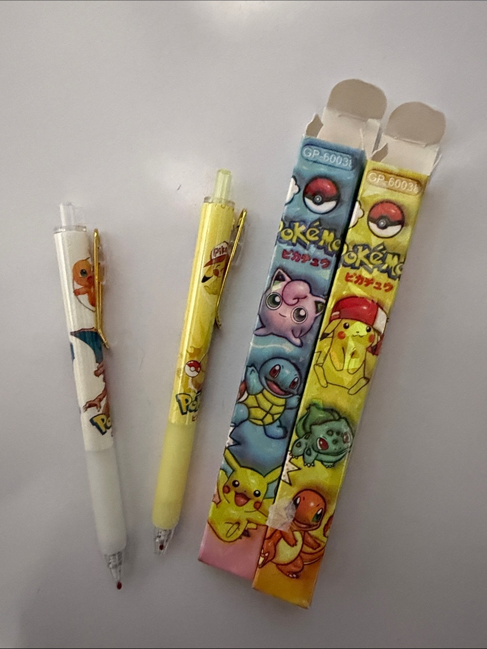 NIB Pokémon Character Ballpoint Pens - Yellow & White. Set of 2.